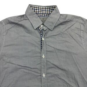 Canali Shirt Mens M Gray Long Sleeve Button Up Slim Fit Check Cotton Made Italy